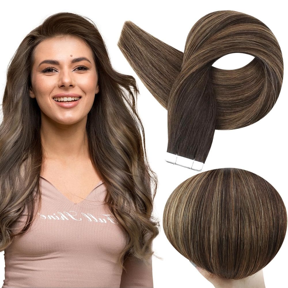 Fita adesiva em extensões de cabelo Full Shine Balayage Color 2/8/2
