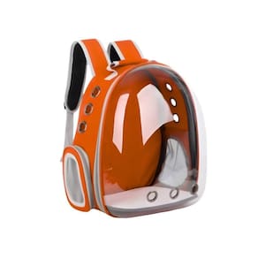 Mochila Pet Cães E Gatos Visão Panorâmica Laranja