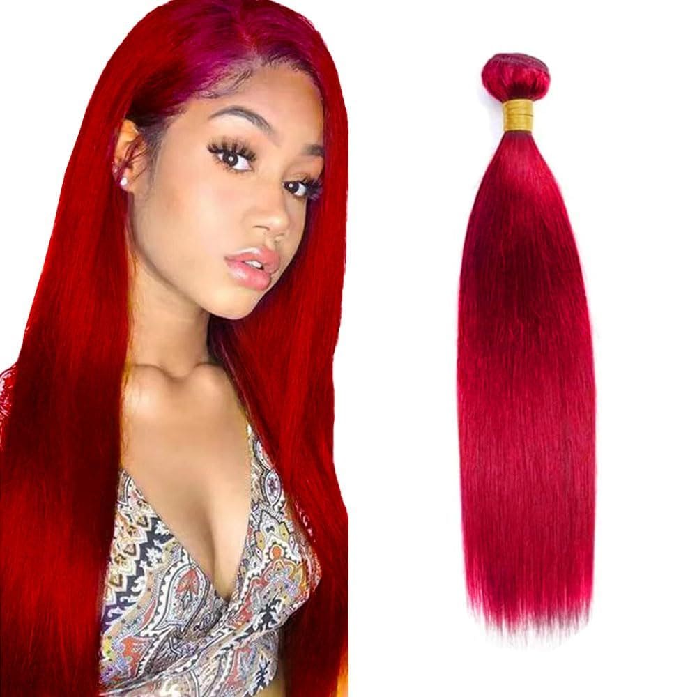 Extensões de cabelo GveoxVO Red Straight 32cm Brazilian 8A