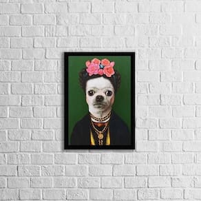 Quadro Pincher A La Frida 45X34Cm - Com Vidro Moldura Preta