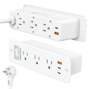 Power Strip HOPOW, montagem embutida, 6 tomadas, 5 portas USB