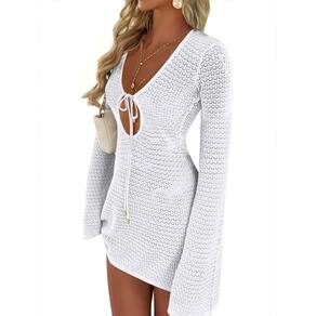 Swimsuit Cover Up ANRABESS Crochet Swimwear Beach Dress White