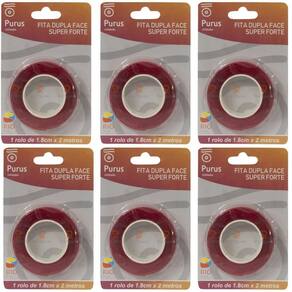 Kit Fita Dupla Face Super Forte 1,8 Cm X 2 Metros 6 Unidades
