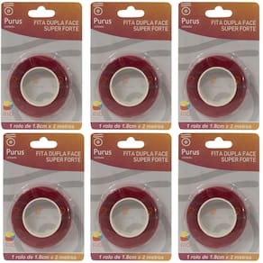 Kit Fita Dupla Face Super Forte 1,8 Cm X 2 Metros 6 Unidades