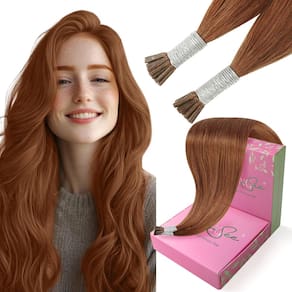 Extensões de cabelo YoungSee I Tips Copper 40cm 25g para cosplay