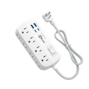 Cabo de extensão Power Strip Surge Protector de 2 pés com 8 tomadas e 4 USB