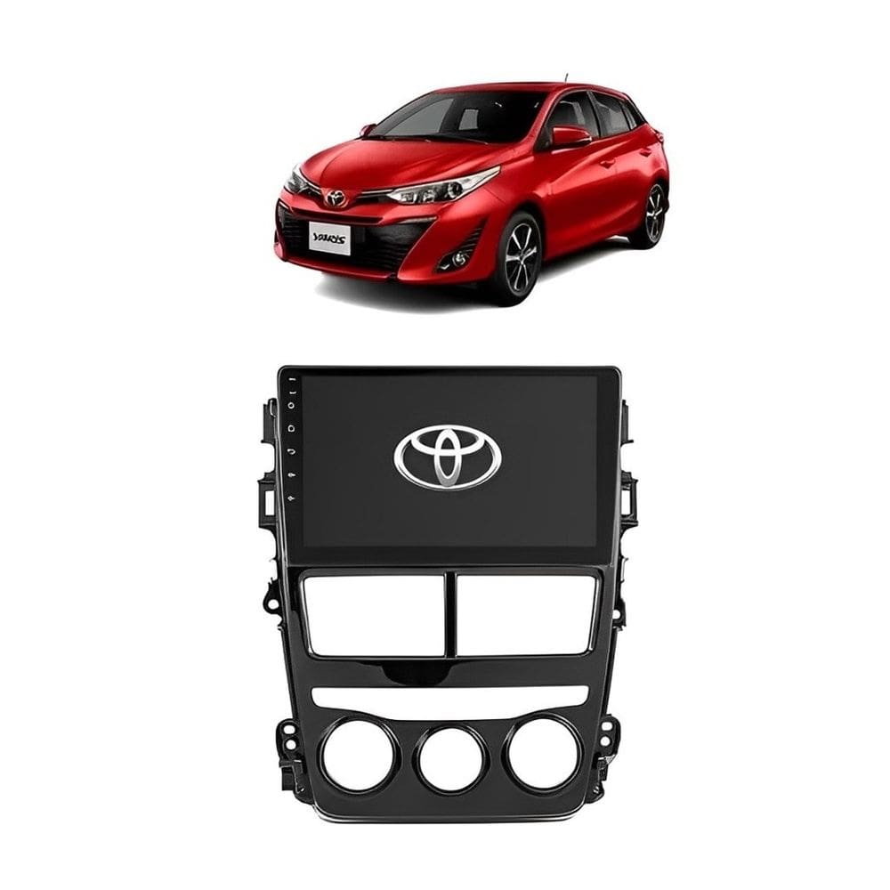 Kit Multimidia Yaris Ar Analógico Carplay AndroidAuto 9 Pol BT USB FM - Roadstar 908BR