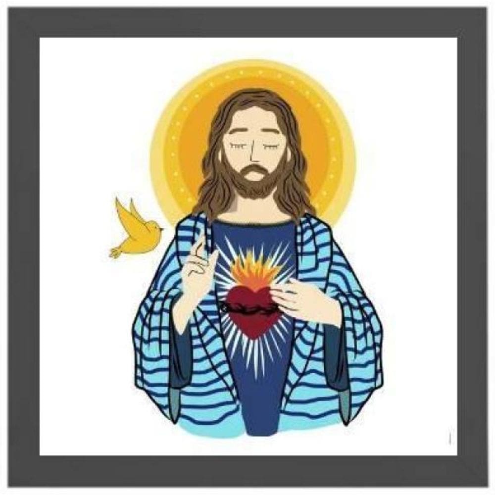 Quadro Quadrado Sagrado Coração De Jesus 20X20Cm