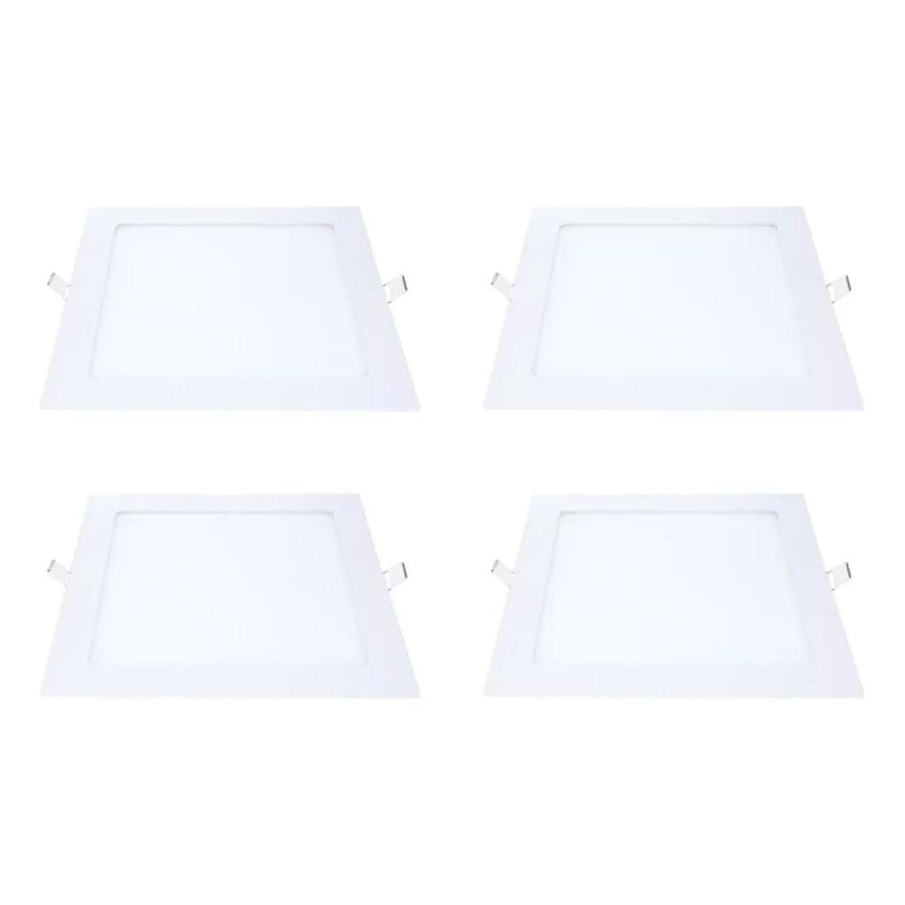 Kit 4 Painel Led Embutir Quadrado Luz Neutra 6500K 24W 29Cm