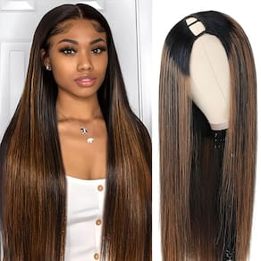 Peruca U Part Homgoss Highlight 200% de densidade da Brazilian Remy