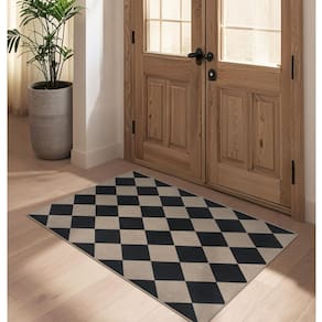 Tapete Rugalia Easy Jute Checkered Entryway 70x120cm preto