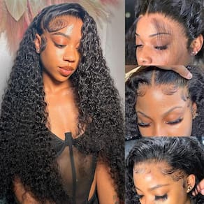 Perucas frontais de renda DaXundi Deep Wave 100% cabelo humano 22"
