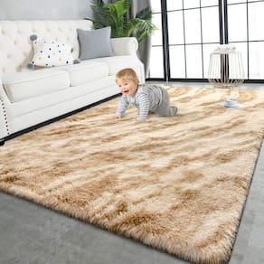 Tapete Area TWINNIS Super Soft Shaggy 180x270cm Bege Marrom