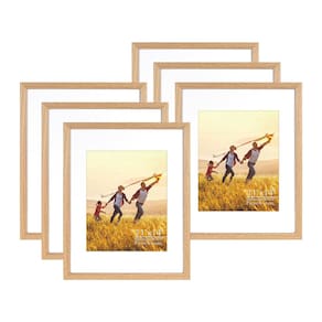 Porta-retratos Veelot 11x14 Oak Display 8x10 com tapete, conjunto de 6