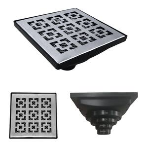 Ralo Anti Odor Inox 304 modelo 15x15 Dubai Tela e Coletor Preto Saída Adapt de 40mm até 100mm
