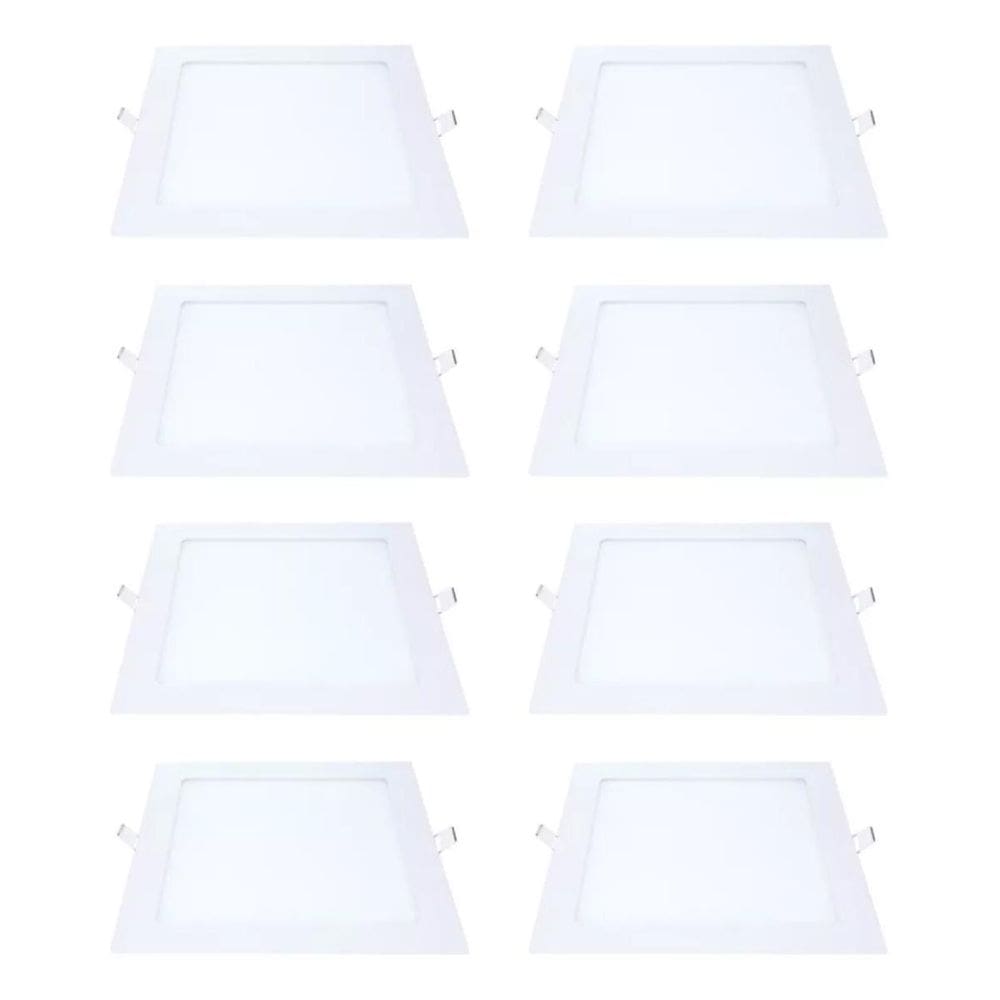 Kit 8 Painel Led Embutir Quadrado Luz Neutra 6500K 24W 29Cm