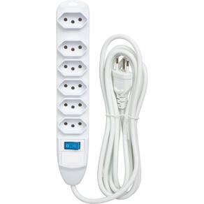 Filtro De Linha 6 Tomadas 10 A 3 M Bivolt Branco - Yins