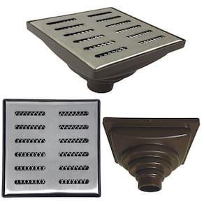 Ralo Anti Odor Inox 304 modelo 15x15 Tradicional Tela e Coletor Marrom Saída Adapt de 40mm até 100mm