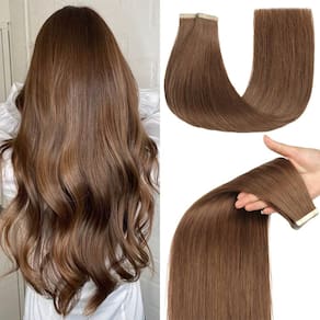 Fita adesiva em extensões de cabelo OBHD, 20 unidades, 45 cm, cabelo humano, castanho médio