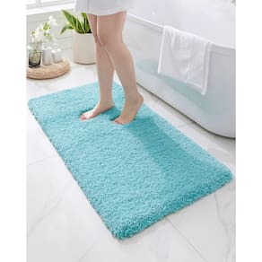 Tapete Bathroom Runner Disolla Teal 60x150cm, antiderrapante, lavável