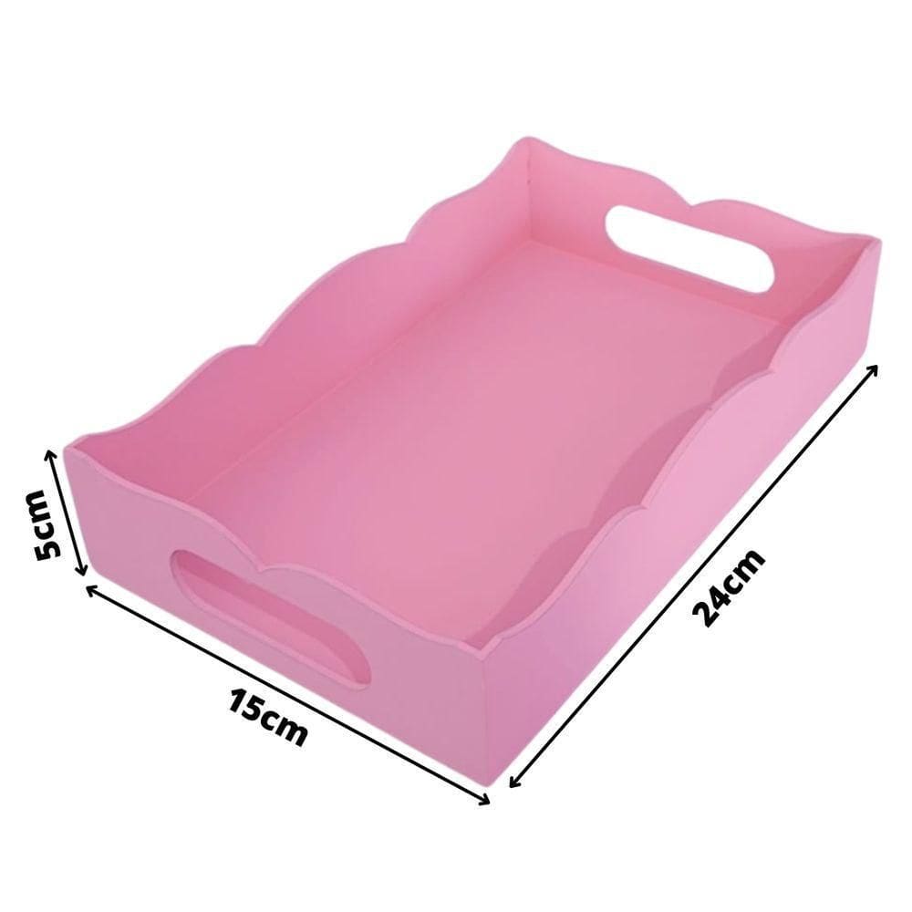 Kit 2 Bandeja Volteada Decoração De Ambiente (24x15x05) Rosa