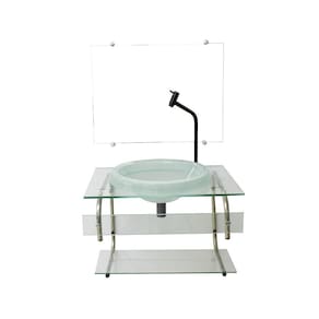 Gabinete Com Cuba De Vidro 60Cm Inox Cuba Chapéu - Incolor