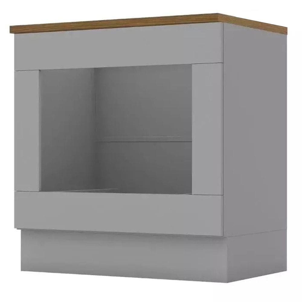 Balcao Forno Embutir Tampo Cooktop 80cm Americana Cinza Nature Henn