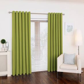Cortina Verde-Pistache 300X250 Ilhós Cromado Sala Fabritex