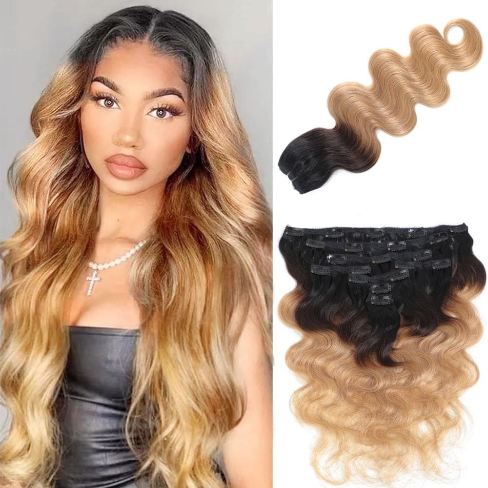 Extensões de cabelo Clip In LUMIERE Body Wave T1B/4/27 120g