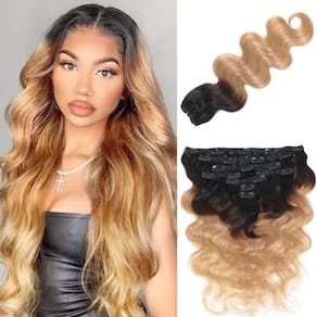 Extensões de cabelo Clip In LUMIERE Body Wave T1B/4/27 120g