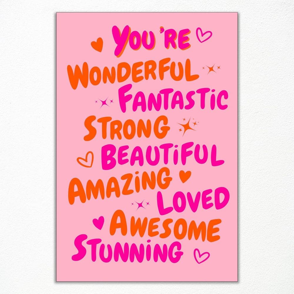 Pôster de arte de parede em tela Trendy You Are Amazing 40x60cm