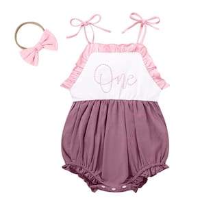 Roupas TITKKOP Baby Girl 1st Birthday Bubble Romper roxo 12-18M