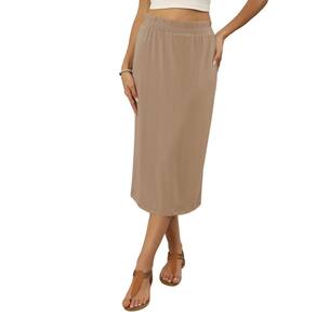 Saia Naggoo Khaki para mulheres de cintura alta de verão com fenda