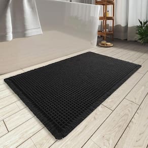 Tapete de banho AMOAMI Waffle Super Absorvente Antiderrapante 43x60cm Preto
