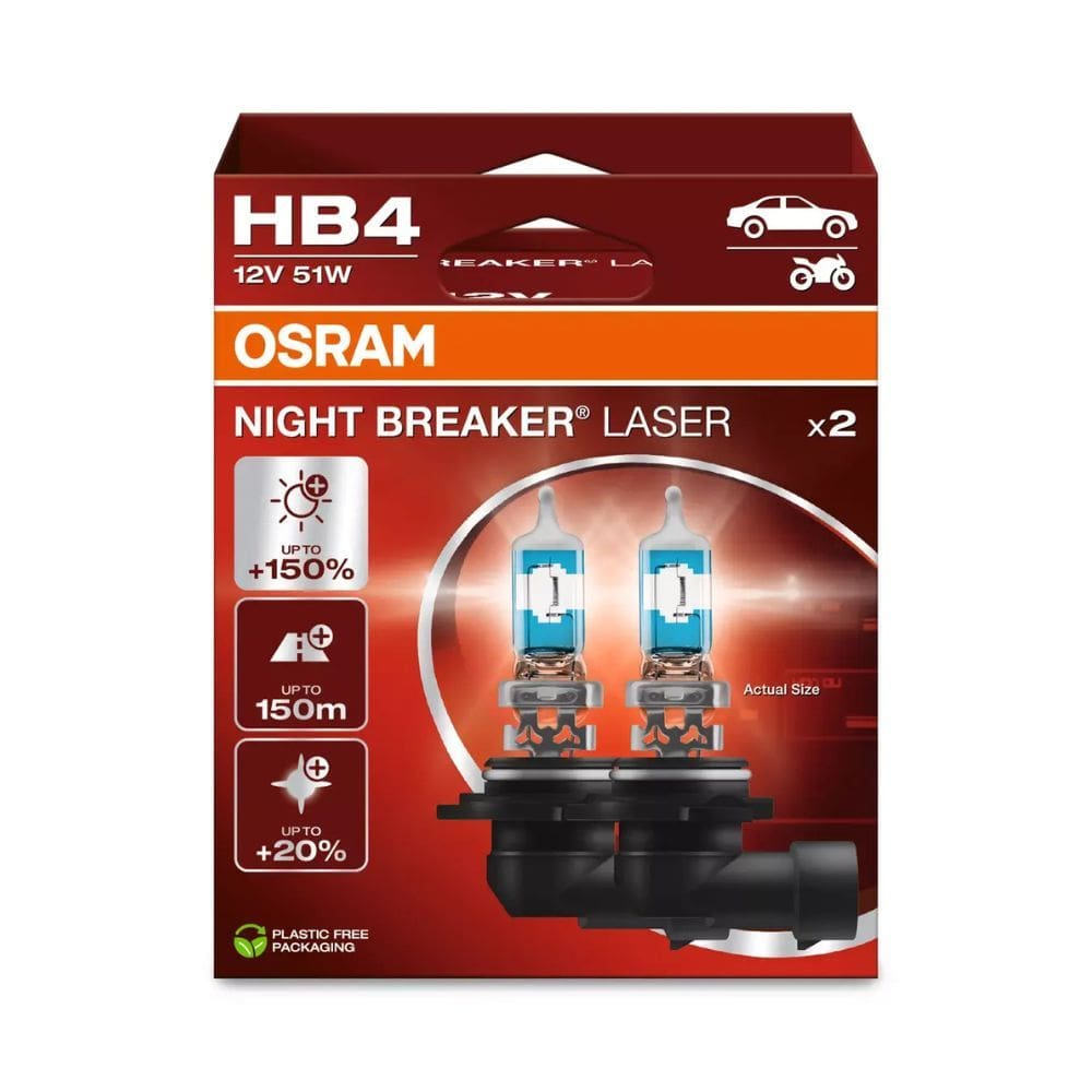 Par Lampada Farol Osram Night breaker Laser HB4 55W 4000k