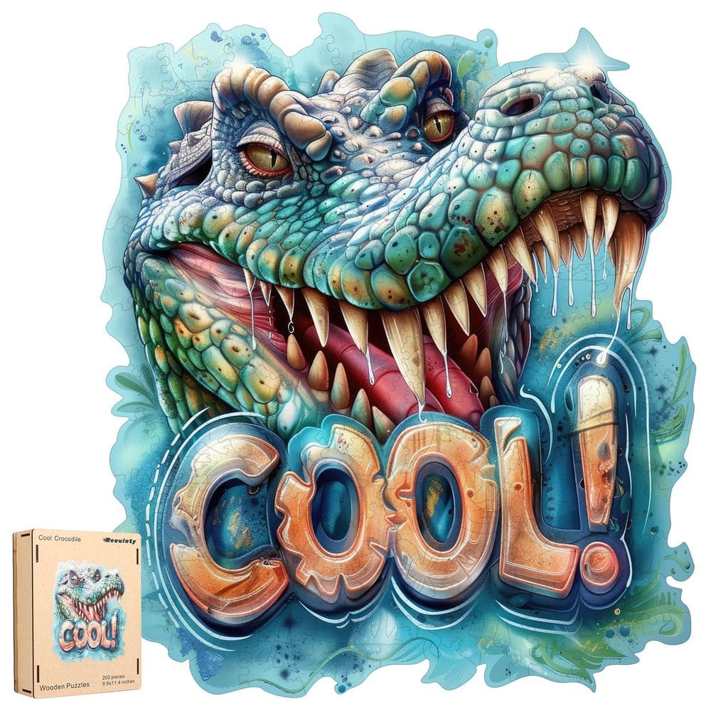Puzzle de madeira Reouinty Cool Crocodile 500 peças para adultos