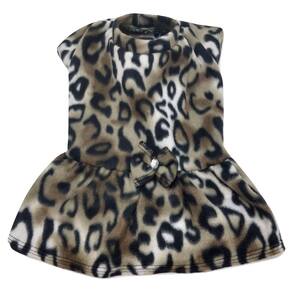 Vestido de inverno soft para cachorro estampa onça tamanho M