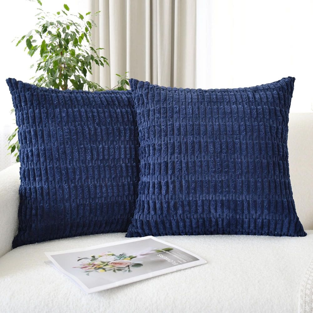 Capas de almofada CaliTime Comfy Corduroy Boho 45 cm Navy