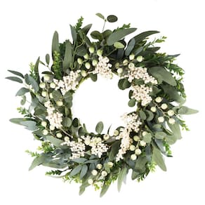 Coroa de eucalipto artificial Dunjialove para porta frontal de 50 cm