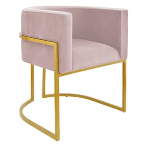 Poltrona Decorativa Kelly Dourada Veludo Rose 70cm