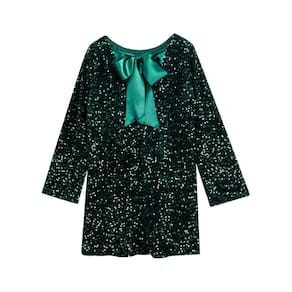 Minivestido de lantejoulas HOCANDY verde de manga comprida sem encosto para mulheres