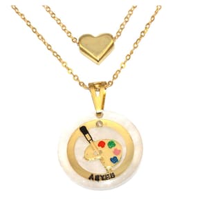 Colar Duplo Minha Profissão Artes Pintura Folheado Ouro 18k