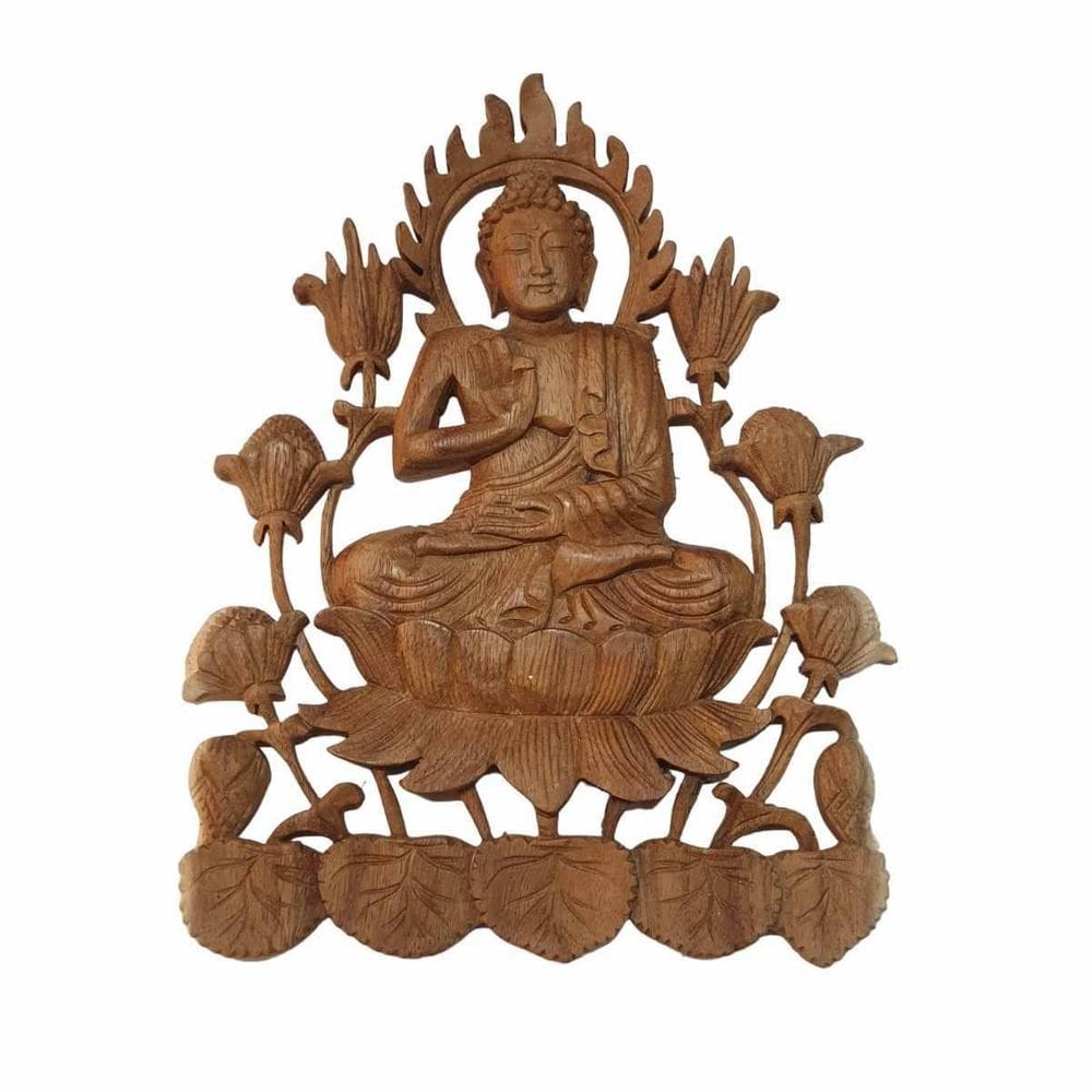 Entalhe Buda Madeira Suar 33Cm