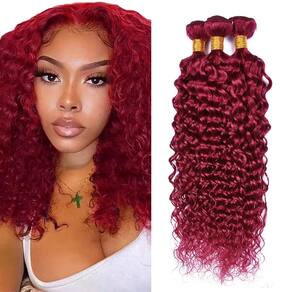 Extensões de cabelo CnumGunm Burgundy Water Wave 300g 45-55cm