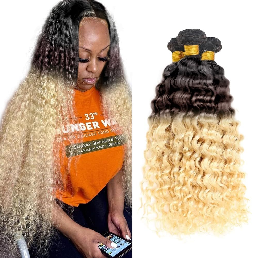 Pacotes de cabelo CnumGunm T1B/4/613 Blonde 66cm Water Wave