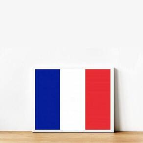 Quadro Decorativo Bandeira França 24X18 Com Vidro - Branca