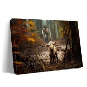 Arte de parede em tela Ploceiny Jesus Running After Lost Lamb 36x24cm