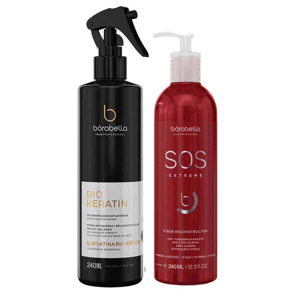 Kit BioKeratin Queratina 240ml e SOS Extreme 240ml Borabella