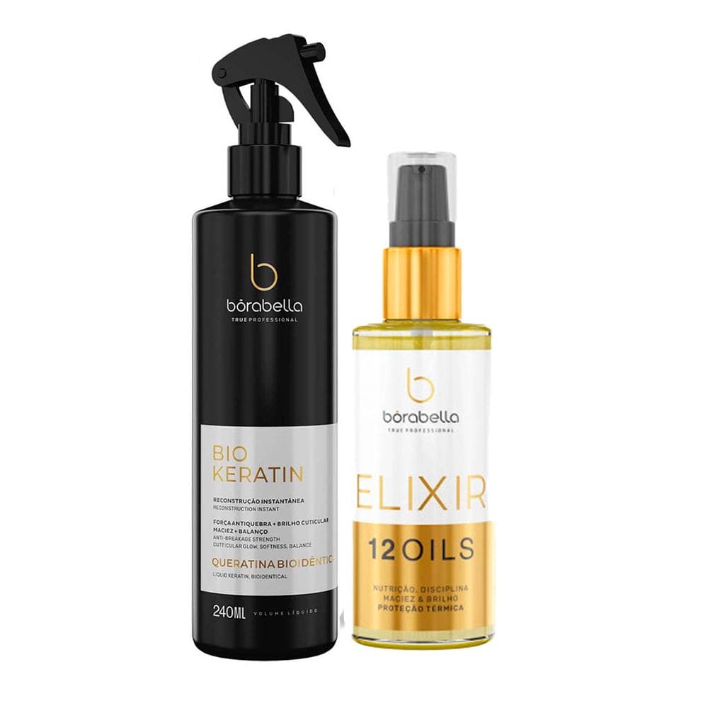 Kit BioKeratin Queratina 200ml e Óleo 12Oils 60ml Bórabella