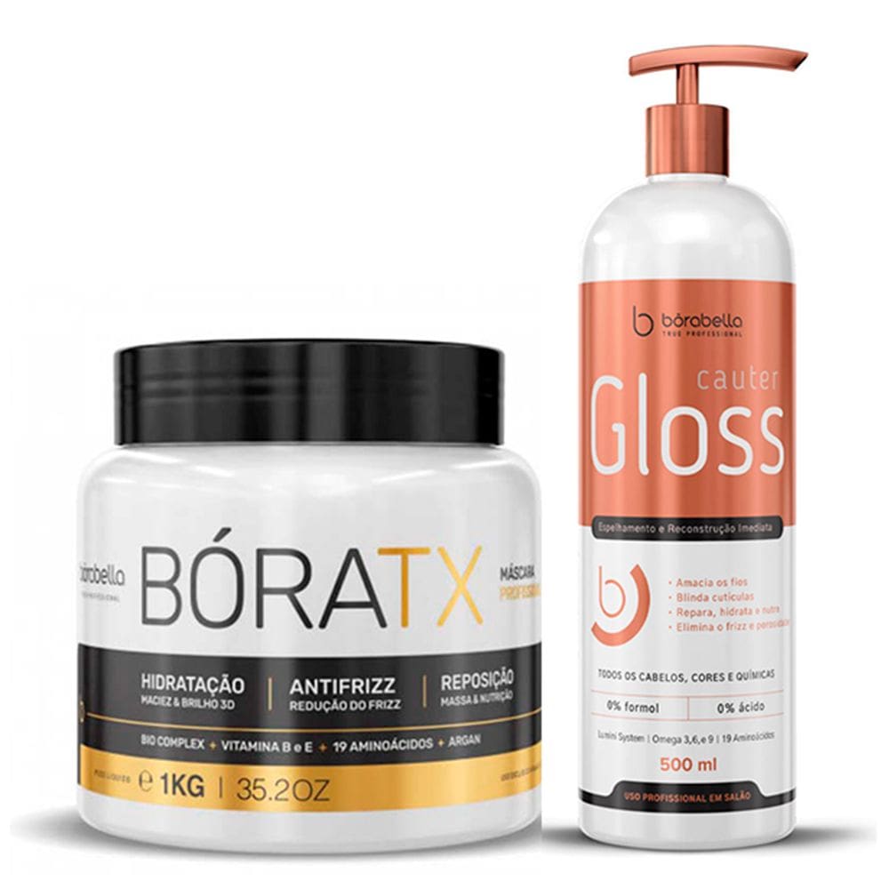Kit Mascara Bóratx e Cauter Gloss Borabella